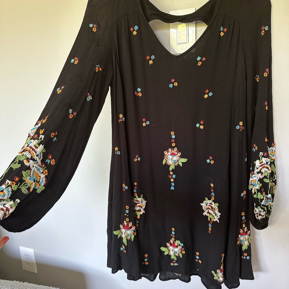 Black Dress with Floral Detailing